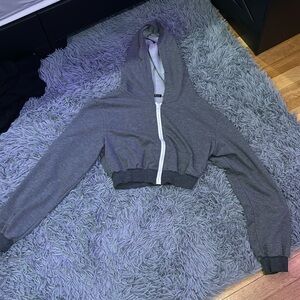 short grey zip up hoodie